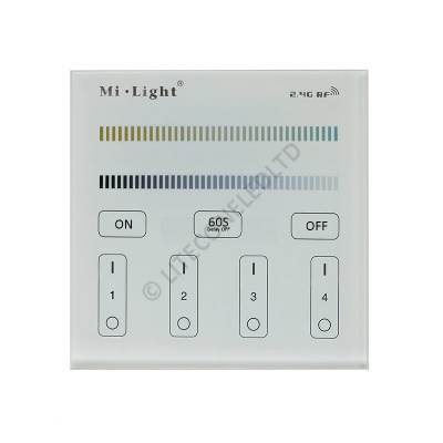 Wall Mount T2 MiLight 2.4Ghz 4 Zone Colour Temperature Controller